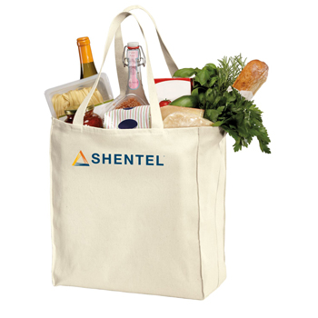 Port Authority® Over-the-Shoulder Grocery Tote - Durable 12-ounce, 100% cotton twill. Cotton web handles reinforced with stress-point stitching.