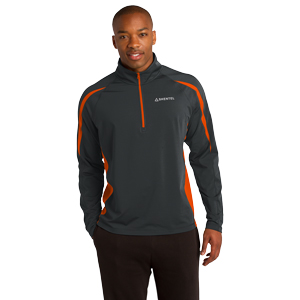 Men's Sport-Tek® Sport-Wick® Stretch 1/2-Zip Colorblock Pullover - This soft-brushed pullover is stretchy and moisture-wicking with color splices and subtle texture. 6.8-ounce, 90/10 poly/spandex jersey. 