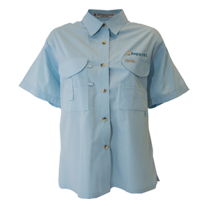 Ladies' Fishing Shirt - Short Sleeve - This great wash and wear ladies' fishing shirt is a light 4.2-oz., 52/48 Cotton/Poly blend fabric.