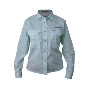Ladies' Fishing Shirt - Long Sleeve - This great wash and wear ladies' fishing shirt is a light 4.2-oz., 52/48 Cotton/Poly blend fabric.