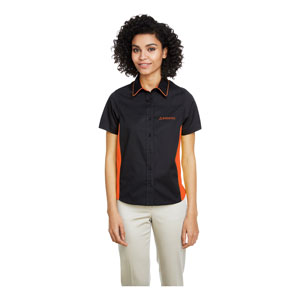 Harriton Ladies' Flash Colorblock Woven Shirt - Wrinkle-resistant shirt with stain-release.